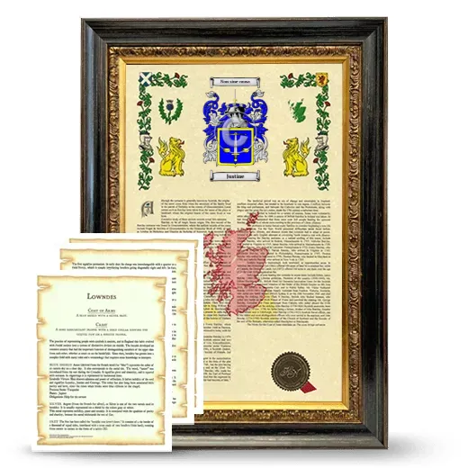 Justine Framed Armorial History and Symbolism - Heirloom