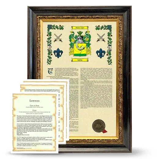 Lavin Framed Armorial History and Symbolism - Heirloom