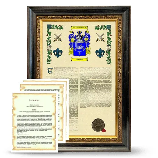 Lefebre Framed Armorial History and Symbolism - Heirloom