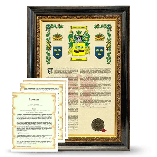 Lindros Framed Armorial History and Symbolism - Heirloom