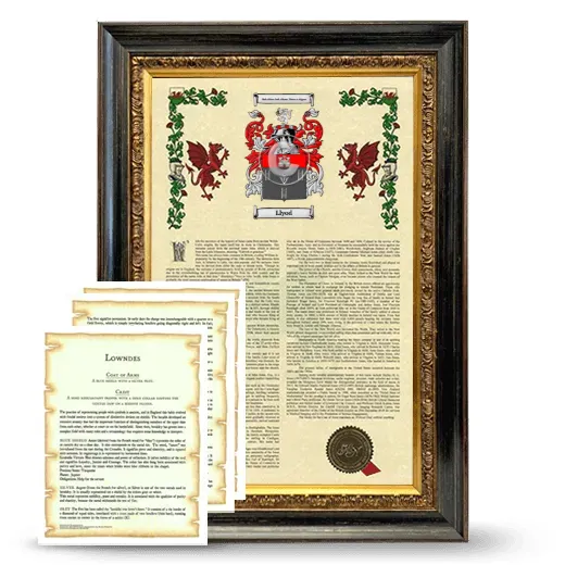 Llyod Framed Armorial History and Symbolism - Heirloom