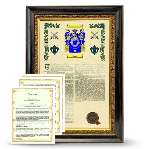 Majer Framed Armorial History and Symbolism - Heirloom