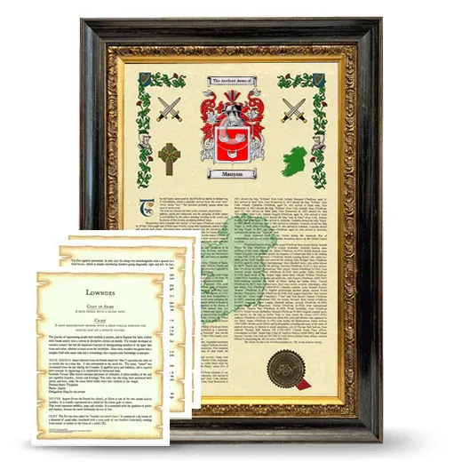 Manyan Framed Armorial History and Symbolism - Heirloom