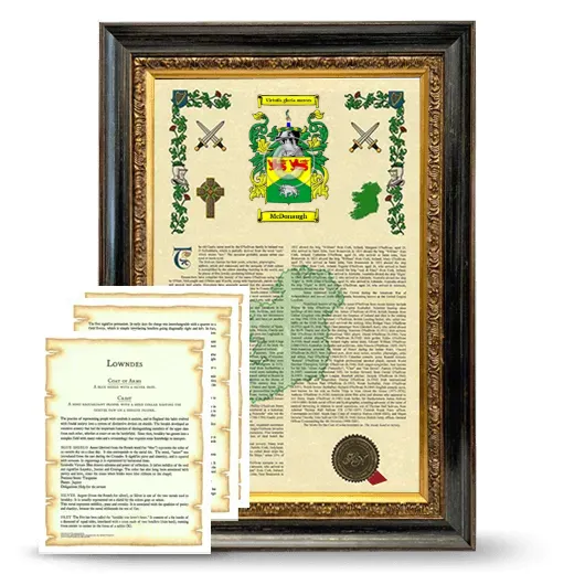 McDonaugh Framed Armorial History and Symbolism - Heirloom
