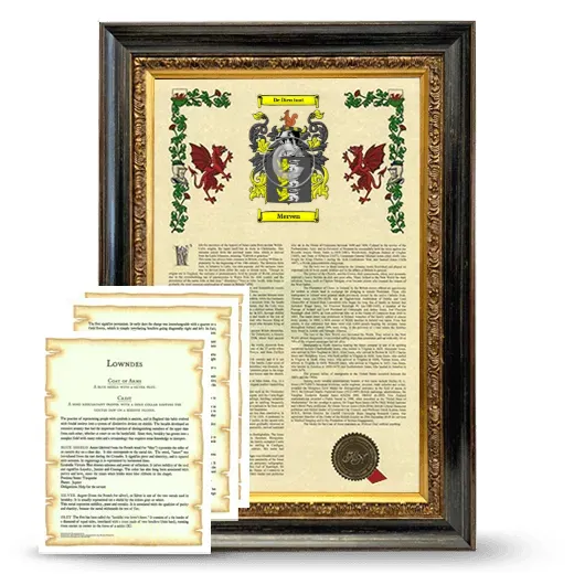 Merven Framed Armorial History and Symbolism - Heirloom