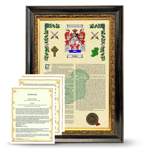 Neales Framed Armorial History and Symbolism - Heirloom