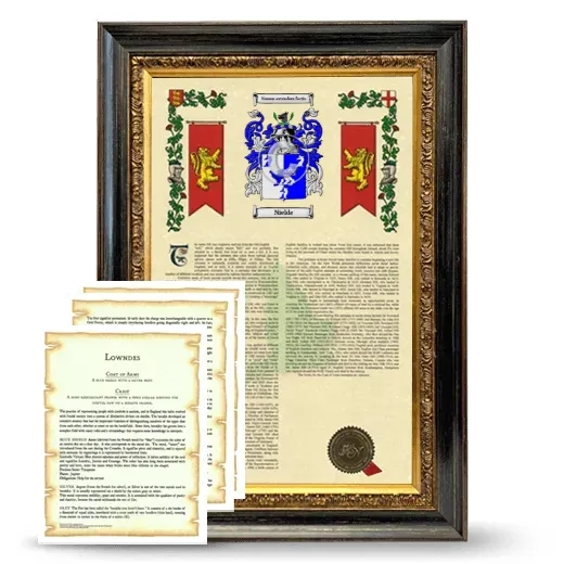 Nielde Framed Armorial History and Symbolism - Heirloom