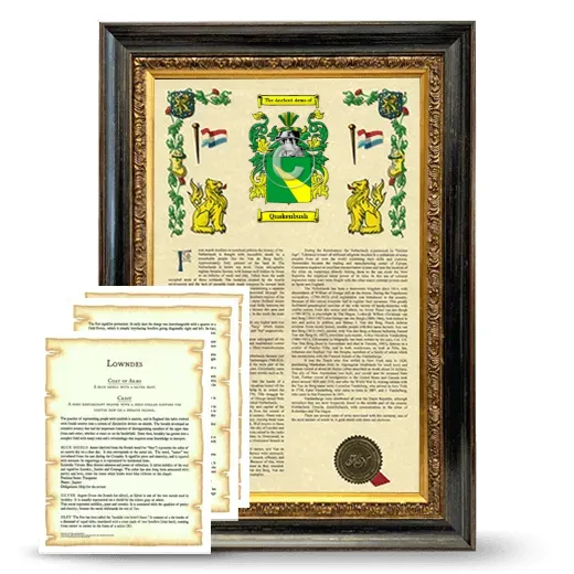 Quakenbush Framed Armorial History and Symbolism - Heirloom