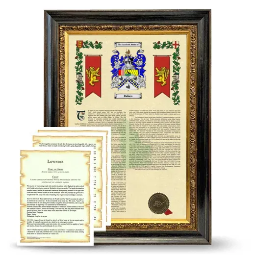 Raben Framed Armorial History and Symbolism - Heirloom
