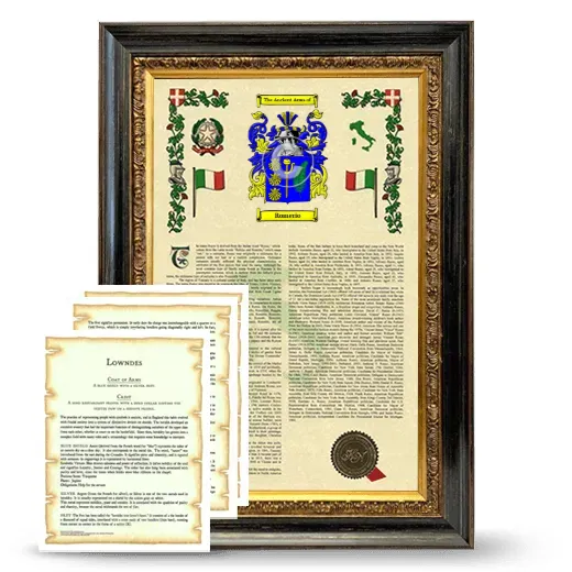 Romerio Framed Armorial History and Symbolism - Heirloom