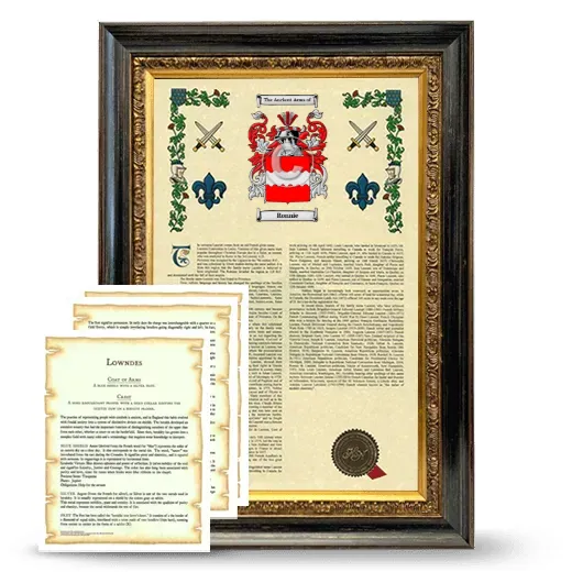 Ronnie Framed Armorial History and Symbolism - Heirloom