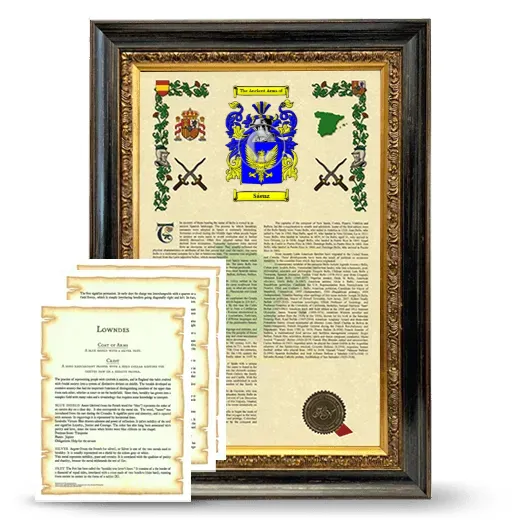 Sáenz Framed Armorial History and Symbolism - Heirloom