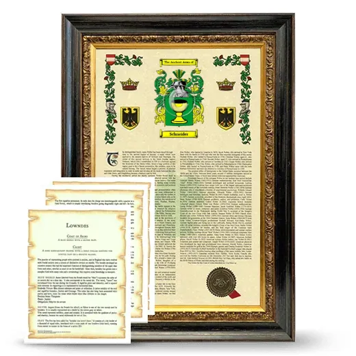 Schneider Framed Armorial History and Symbolism - Heirloom