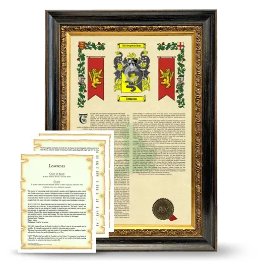 Semson Framed Armorial History and Symbolism - Heirloom