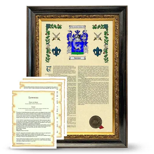 Serviere Framed Armorial History and Symbolism - Heirloom