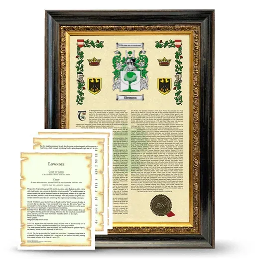 Sherman Framed Armorial History and Symbolism - Heirloom