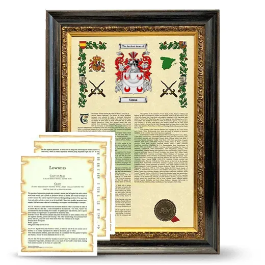 Sousa Framed Armorial History and Symbolism - Heirloom