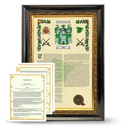 Velez Framed Armorial History and Symbolism - Heirloom