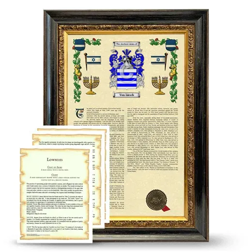 Von hirsch Framed Armorial History and Symbolism - Heirloom