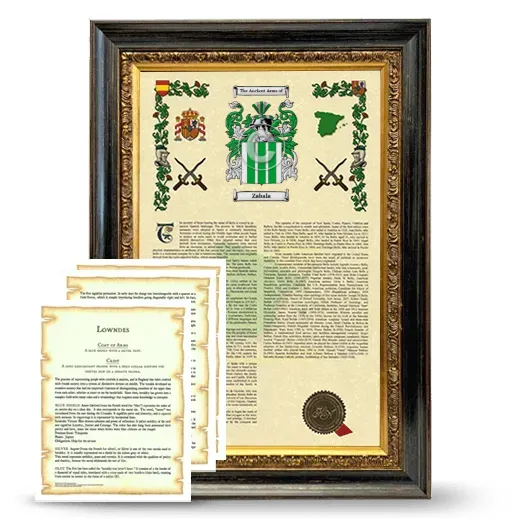 Zabala Framed Armorial History and Symbolism - Heirloom