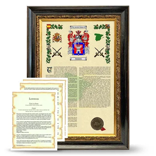 Zamora Framed Armorial History and Symbolism - Heirloom