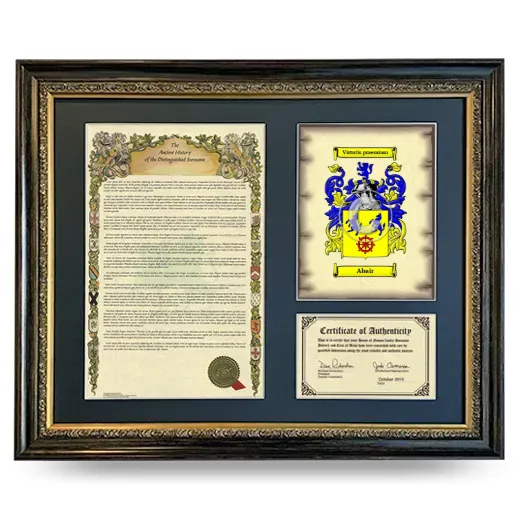 Abair Framed Surname History and Coat of Arms- Heirloom