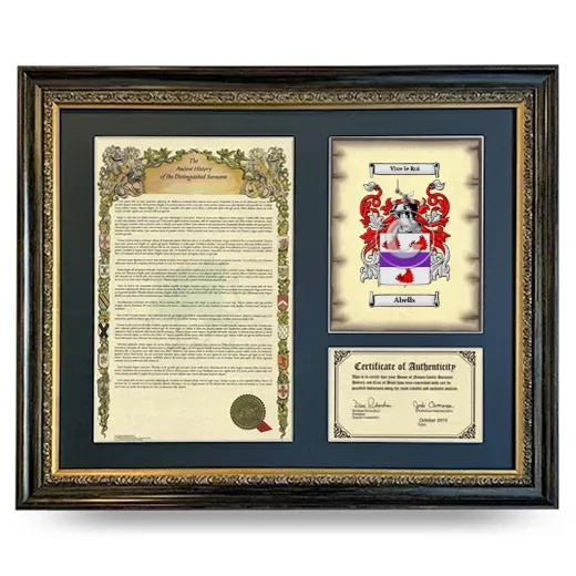 Abells Framed Surname History and Coat of Arms- Heirloom