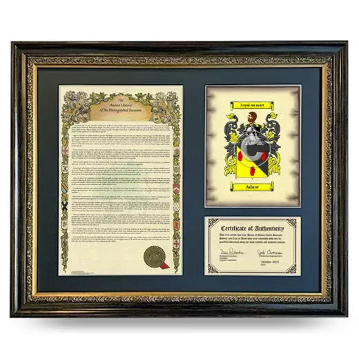 Adare Framed Surname History and Coat of Arms- Heirloom