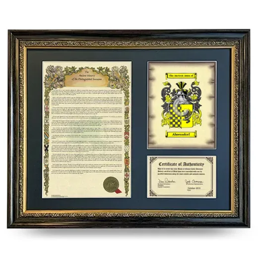 Ahrensdorf Framed Surname History and Coat of Arms- Heirloom