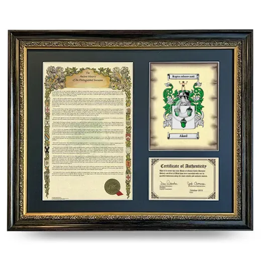 Aked Framed Surname History and Coat of Arms- Heirloom