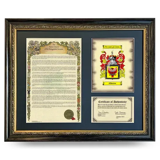 Allester Framed Surname History and Coat of Arms- Heirloom