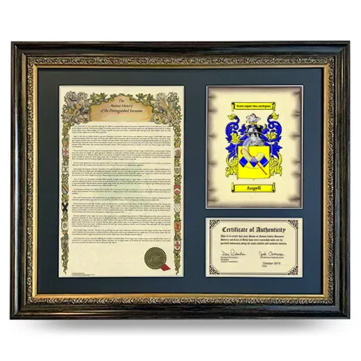 Angell Framed Surname History and Coat of Arms- Heirloom