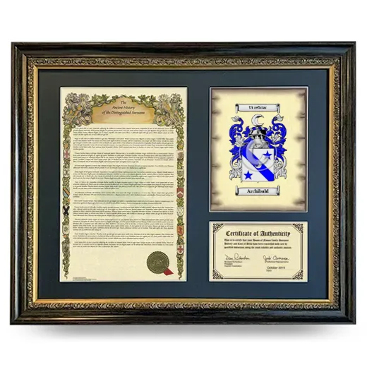 Archibald Framed Surname History and Coat of Arms- Heirloom