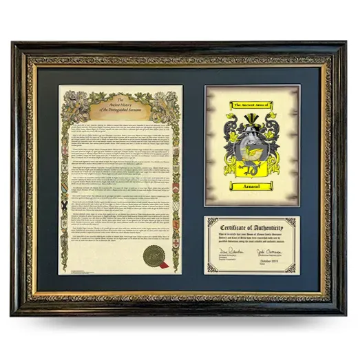 Arnaud Framed Surname History and Coat of Arms- Heirloom