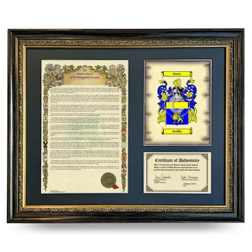 Avelin Framed Surname History and Coat of Arms- Heirloom