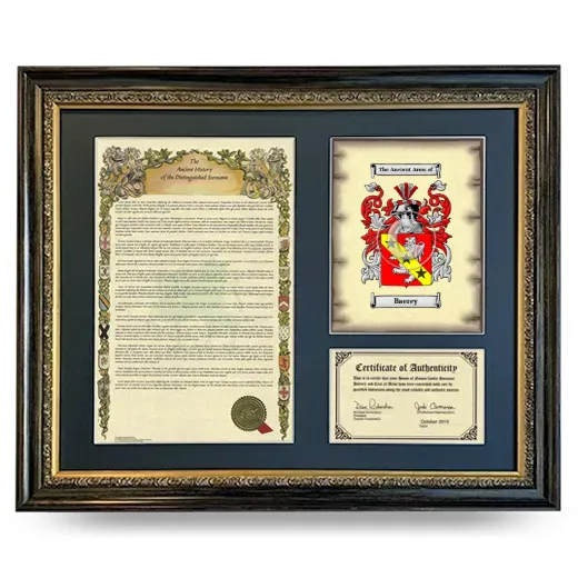 Baerey Framed Surname History and Coat of Arms- Heirloom