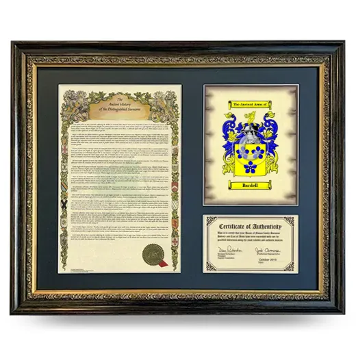 Bardell Framed Surname History and Coat of Arms- Heirloom