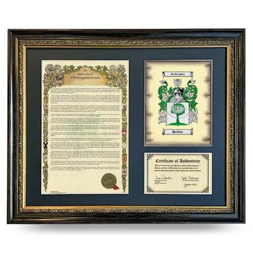 Barlow Framed Surname History and Coat of Arms- Heirloom