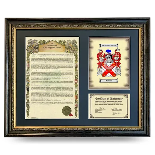 Barron Framed Surname History and Coat of Arms- Heirloom