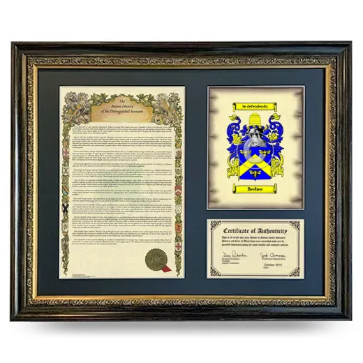 Beebee Framed Surname History and Coat of Arms- Heirloom