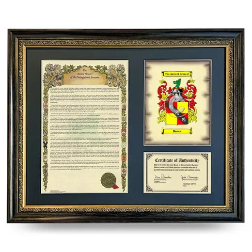 Beese Framed Surname History and Coat of Arms- Heirloom