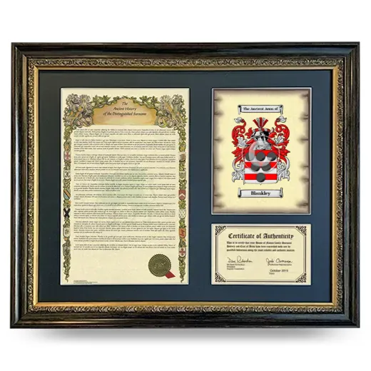 Blankley Framed Surname History and Coat of Arms- Heirloom