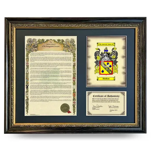 Bledsoe Framed Surname History and Coat of Arms- Heirloom