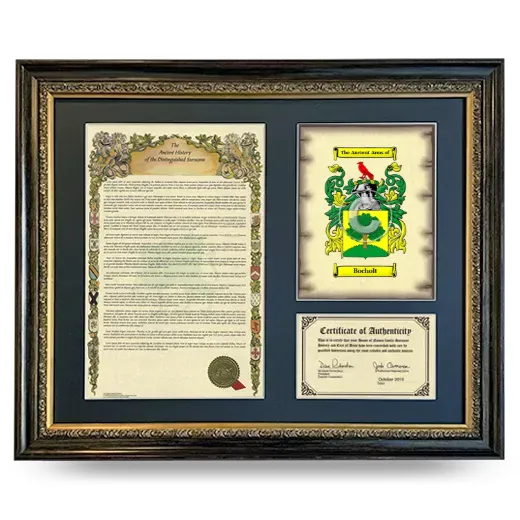 Bocholt Framed Surname History and Coat of Arms- Heirloom