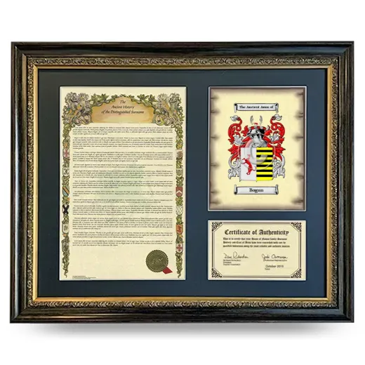 Bogun Framed Surname History and Coat of Arms- Heirloom