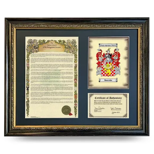 Boocake Framed Surname History and Coat of Arms- Heirloom