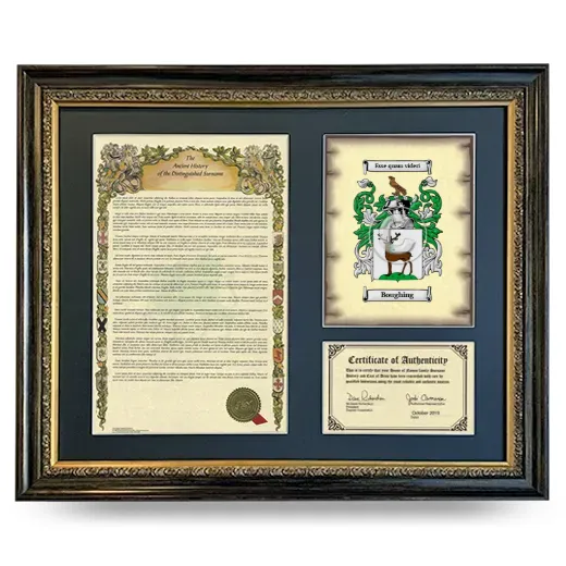Boughing Framed Surname History and Coat of Arms- Heirloom
