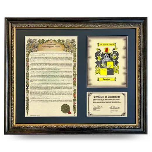 Bowden Framed Surname History and Coat of Arms- Heirloom