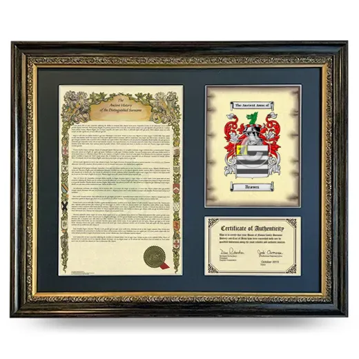 Brawn Framed Surname History and Coat of Arms- Heirloom