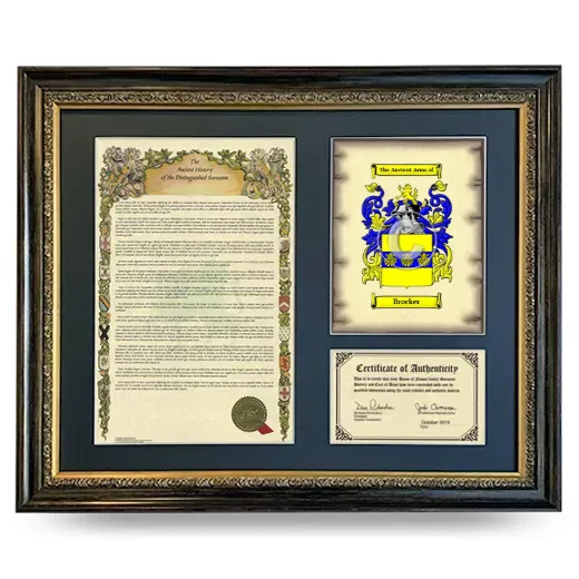 Brocker Framed Surname History and Coat of Arms- Heirloom